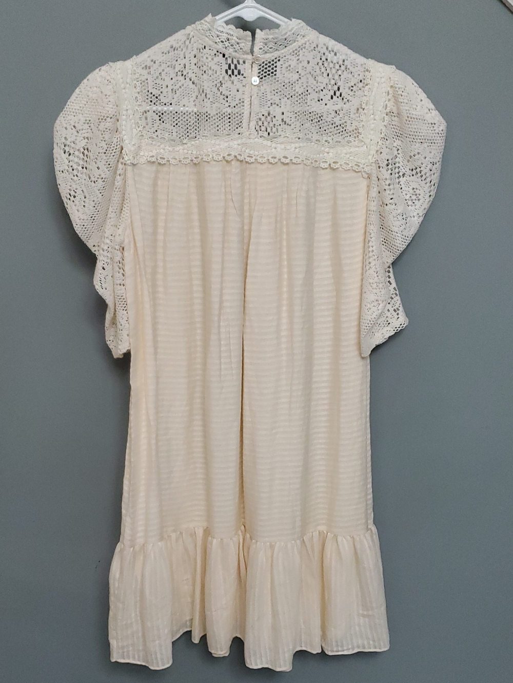 NWT CURRENT AIR Women’s Cream Lace Yoke Prairie Dress - Picture 6 of 7
